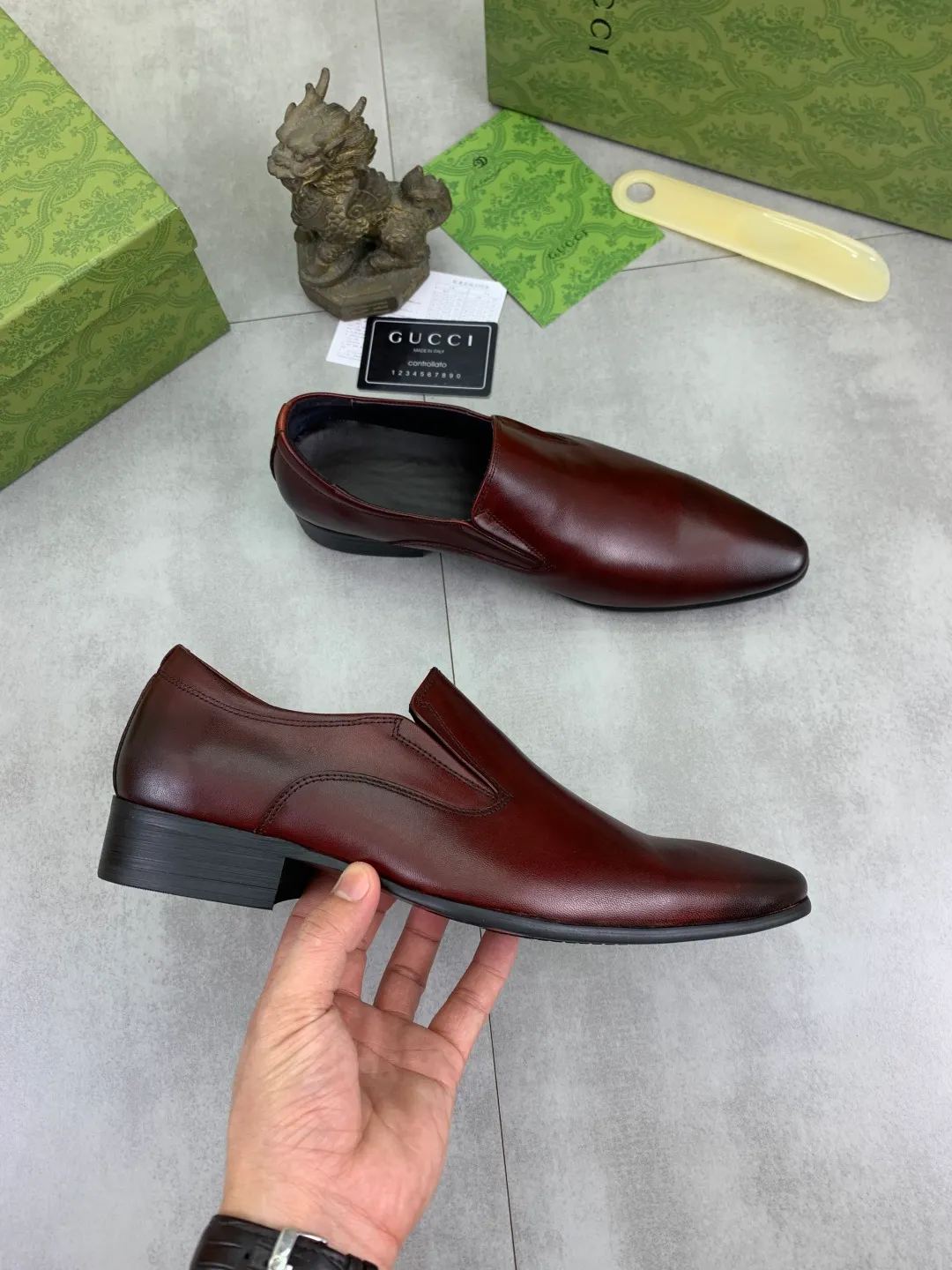 Men's Men's Shoes 💰P500 [New Style] 💰💎💎💎 [Gucci] GUCCI high-end men's formal business leather shoes, original order 1:1! Original imported high-end calfskin, original metal buckle, imported first-layer pigskin lining for feet, original high-end outsole, men's shoe size: 38-44